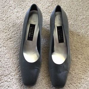 Stuart Weitzman silver fabric heels Size 9